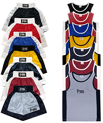 Prime Sports Shop Ultimate barn boxningsuniform uppsättning av 2 delar lättvikt andas och bekvämt tyg boxning studentuniform för åldrar 3-14 finns i 7 eleganta färger BLÅ 5-6