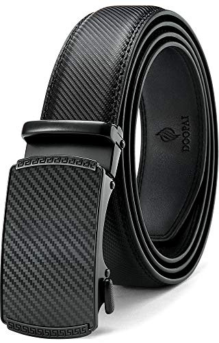 DOOPAI Men's Leather Ratchet Belt, 1 3/8 Wide, Black belt, Cut-to-Fit