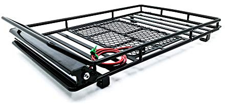 DKKY Luggage Carrier Roof Rack with LED Light Bar for 1/10 RC Crawler Car Axial SCX10 90046 TRX4（245 X 150mm）