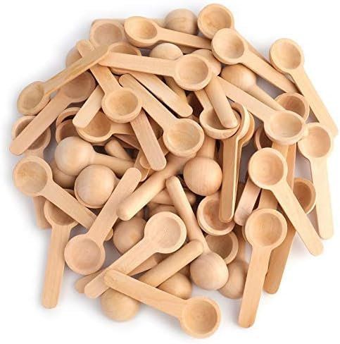 Tebery 60 Pcs Mini Wooden Spoons Small Bath Salt Spoon Candy Spoon Baby Spoon for Spice Jars Seasoning Honey Coffee