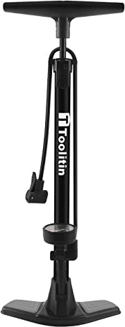 TOOLITIN Bike Pump with Gauge,160 Psi High Pressure,Floor Bicycle Pump Compatible with Presta and Schrader Valve,Detachable Bike Tire Pump for Road Bike,MTB,Hybrid,Balls