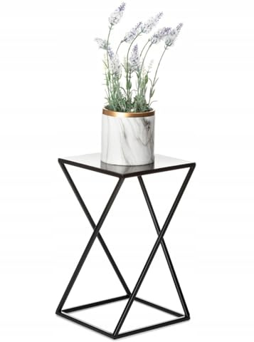 HowHomely Växtpall metallpall växter 40 cm – blompall metall svart – blompelare växtpall hög – växtpall svart
