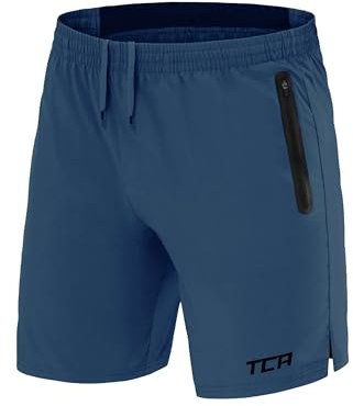 TCA Laufhose für Herren Kurz - Sporthose Herren Kurz - Kurze Sporthose mit Reißverschlusstaschen - Männer Sport Shorts - Gym Shorts - Sport Hose Männer - Running Shorts Men - Hellblau, S