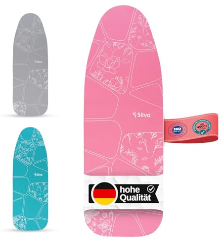Silva Bügelbrettbezug 117x37 für Dampfbügelstation und Bügeleisen Dampf 100% aus Baumwolle und 5 mm Filzstärke Bügeltischbezug für Schnelles Bügeln Iron Board Cover (M, Rosa)