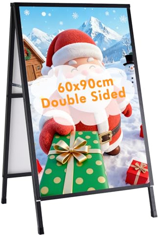 YUCHENGTECH Cavalletto Pubblicitario per Esterno 60x90cm Porta Poster Bifacciale Supporto per Poster da Terra In Metallo Totem Pubblicitario per Bar Ristoranti Mostre Esterni