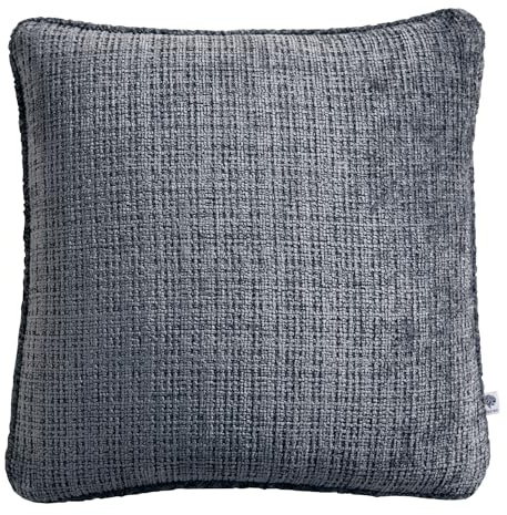 Appletree Alba Charcoal Chenille Cushion – 43 x 43cm – 100% Recycled Polyester – Soft Textured Fabric with Piped Edge – Cushion Cover & Filling Included – Dark Grey for Sofa or Living Room