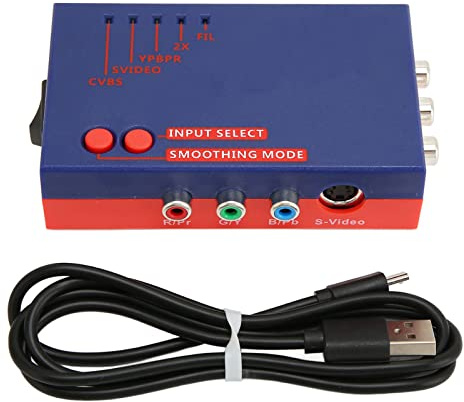 Srliya Adaptador AV a HDMI para Convertidor RetroScaler2x, Adaptador Retro de Juegos a TV 480P para Vic20, Atari2600, Msx, N64, SFC, SuperFamicom, PIAYSATION2, MD1, MD2, Dreamcast, C64