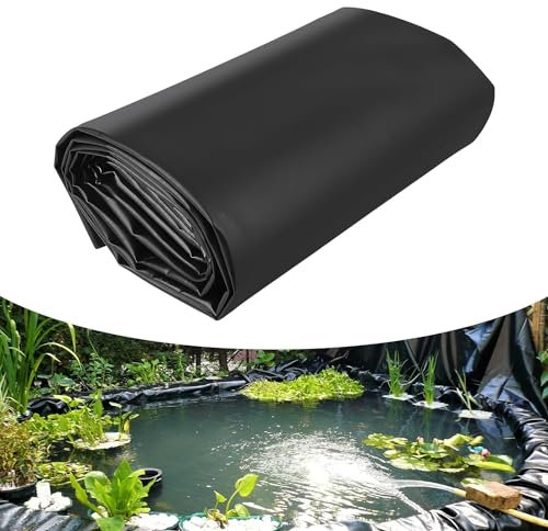 Revestimiento para estanque negro de 5 x 6 m, preformado, para estanque koi, impermeable, para fuentes de jardín