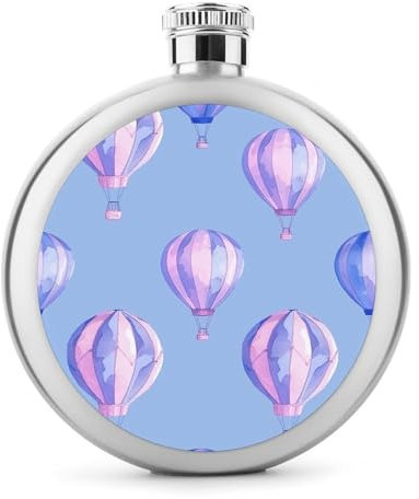 Blue Hot Air Balloon Liquor Flask Round Stainless Steel Hip Leak Proof Whiskey Flasks for Birthday Christmas Gifts for Men Women Bridesmaid Wedding Party Supplies,5 Oz