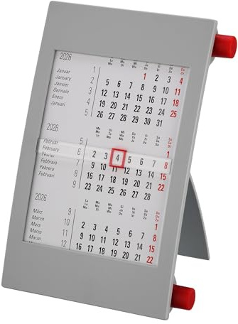 Tischkalender + 2026/2027 + Monatskalender 3 Monate Kalender Kalendarium Stehkalender Ausstellkalender Bürokalender 2 Jahr Jahre 24 Monat Monate Quer Büro Hoch – Made in Germany - Variante 2