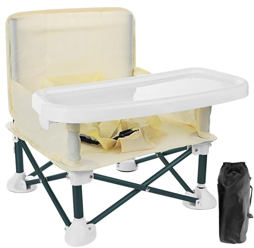 ICEBLUEOR Portable Foldable High Chair Baby Booster Seat Dining,Travel High Chair with Removable Tray,Multifunctional Compact Folding Chair with Straps Indoor Outdoor for Toddlers Children