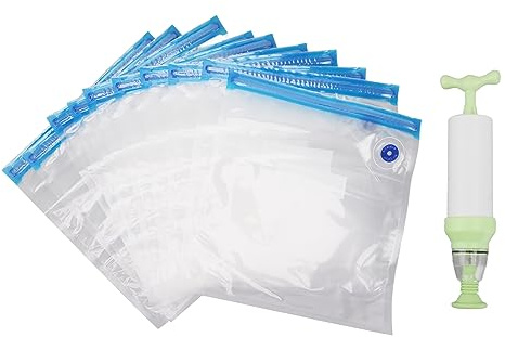 SIXRUN 10 Pezzi Sacchi per Sigillatore Sotto Vuoto per Cibo, Borse Fresche Riutilizzabili con Sacchetti di Compressione della Pompa per Verdure Alimentari Cotti (28 * 26 cm)