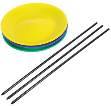 HONMEET Juego De 3 Platos Giratorios para Malabarismo Mesa Sensorial Herramientas para Entrenamiento De Coordinación Mano- Juguete De Malabarismo De Disco Giratorio Palo De