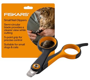 Fiskars Pet Small Pet Nail Clippers, Cat and Dog Nail Trimmers for Grooming, Pet Supplies with Precision Stainless Steel Blades & SoftGrip Handle, 4.25”, Orange/Black