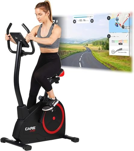 Care Fitness - Heimtrainer Fahrrad CV-385-24 Trainingsprogramme - Schwungmasse 10kg - Magnetischer Widerstand mit 16 Stufen - Kinomap App kompatibel