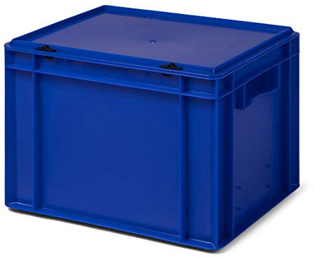 1a-TopStore Design Aufbewahrungsbox mit Deckel | Stapelbox stapelbar | 5 Farben | 8 Größen (40x30x28 cm, blau)