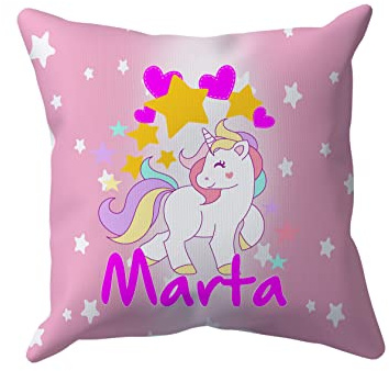 Bulabadoo Cuscini Unicorno - Cuscini Unicorni - Cuscino [PERSONALIZZA NOME BIMBA] - Personalizzato Bambina - Nome Personalizzato