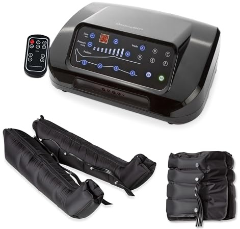 Dinamicamed Presoterapia PRO 4.0 Classic – Máquina de Presoterapia Profesional con Botas para Piernas y Faja Abdominal, 4 Cámaras de Aire, Presión Ajustable, Presoterapia en Casa