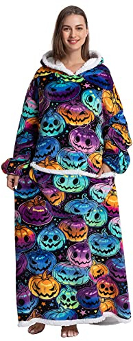 JOREAY Extra Long Blanket Hoodie, Women Men Sherpa Fleece Snuggle Wearable Blanket, Fluffy Giant Hooded Sweatshirt for Adult Teen