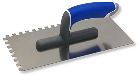 DEWEPRO® Zahnkelle 8x8mm mit 3-Komponenten-Handgriff - Zahnspachtel - Glättekelle gezahnt - Zahnung: 8x8mm - Zahnglättekelle