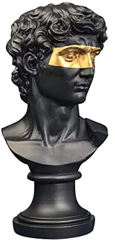 ECYC 15.75 inch Greek David Statue, Mask David Bust Resin Sculptures Figurine Modern Home Ornament for Home Office Desk Decor, Black