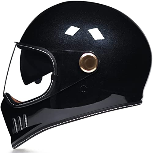 Casques de Moto intégraux rétro pour Adultes Hommes Femmes Vintage Moto cyclomoteur Rue vélo Scooter Casque avec Double visière approuvé Dot/ECE,A,XL