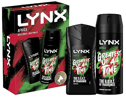 LYNX Africa Duo Body Spray Gift Set Body Wash and Deodorant perfect for his daily routine 2 piece