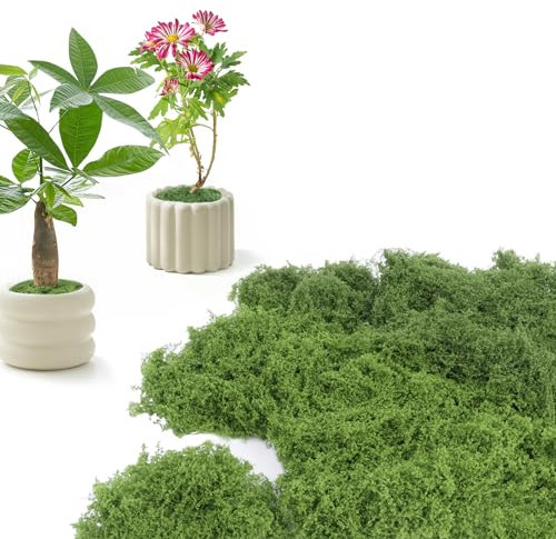 Minicoco Artificial Moss 100g Faux Moss Artificial Plants Outdoor Dried Moss for Plant Pots Green Moss for Craft Fake Green Plants for Garden Home Office Decoration（50g Light Green+50g Dark Green）