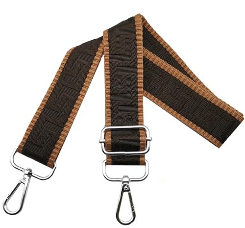 Correa para el hombro para bolso correas de bolsillo para cambiar, correa de bolsillo ajustable ancha de 3,8 cm con mosquetón plateado, correa para el hombro para bolsos de mujer, marrón/café, K2
