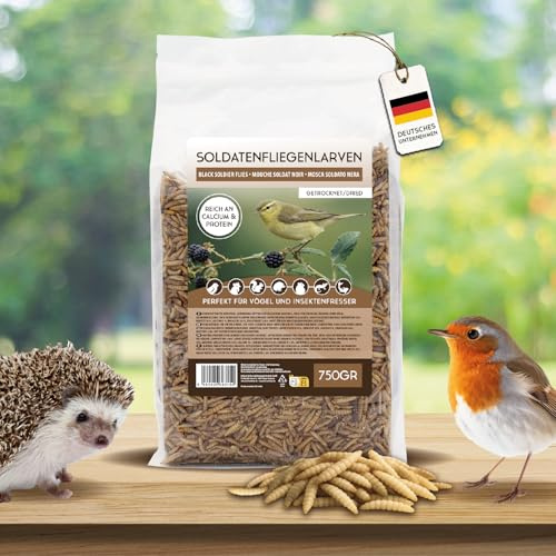 Black Soldier Fly Couverture pour carpes koï 0,75 kg, séchées, comme vers de farine, riche en protéines et en nutriments, nourriture pour oiseaux, poissons, rongeurs et reptiles