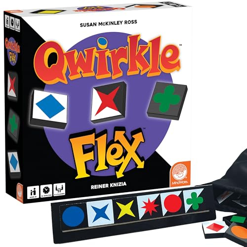 Mindware | Qwirkle Flex | Board Game | Ages 8+ | 2-4 Players | 30 Minutes Playing Time, Purple, Black, White