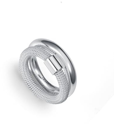 Viceroy Anillo Fashion Doble Mujer Acero Inoxidable Plateado Talla 16 Ref. 14346A01600