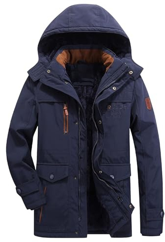 Homme Manteau Long Hiver Veste Longue Veste Chaude Hiver Polaire Homme 3/4 pour Moto Trench-Coat pour Caban Parka Slim Fit Manteau Chaud
