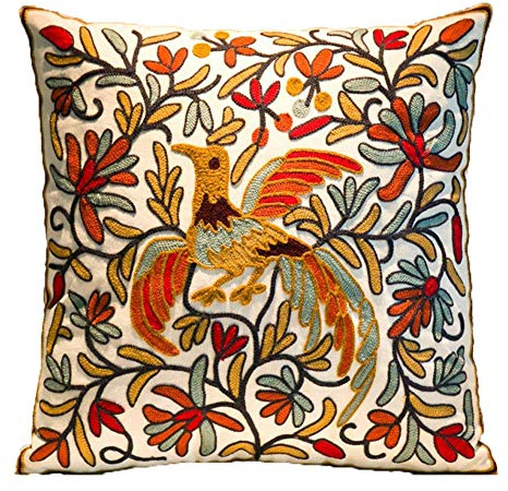 Bird Cushion Cover ZUODU 18x18 or 45x45cm Hand Made National Embroidery Bohemian Housewarming Car Home Decoration Cushion Cover/Throw Pillow Cover (Pattern-18)
