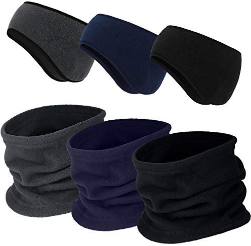 BBTO 6 Pcs Fleece Ear Warmers Headband Winter Neck Gaiter Set