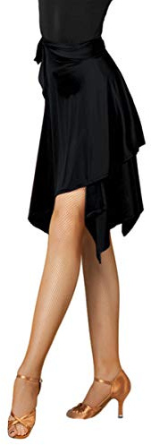 Z&X Women's Latin Salsa Tango Dance Skirt Hip Scarf Smooth Swing Irregular Dancewear Ballroom Dance Dresses for Practice Black