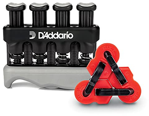 D'Addario Varigrip Finger Strengthener with Fiddilink - Finger Exerciser & Guitar Trainer with Simulated Strings for Callus Building - Strengthening & Coordination Tool for Guitar Players