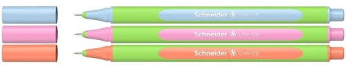 Schneider Line-Up Pastell Fineliner (Strichstärke 0,4 mm, aus biobasiertem Kunststoff, ausgezeichnet mit Der blaue Engel) 3 Stück, sortiert