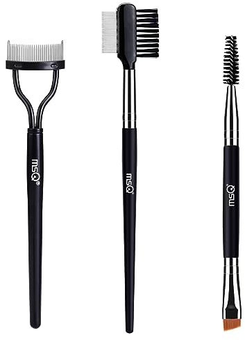 MSQ 3 Stück Wimpernbürstchen Set,Wimpern kamm Edelstahl,Duo Augenbrauen-Set,2-in-1 Doppelter Wimpernbürsten Wimperntrenner Makeup Grooming Pinsel Werkzeug