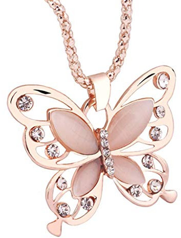 Charm Chain Fashion Opal Jewelry Long Pendant Gold Rose Necklace Women Necklaces Pendants Choker Pearl Necklaces for Women (Gold, One Size)