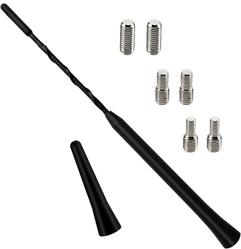 VooGenzek 2 Mini Antenas Coche Cortas Universales, con 6 Tornillos M4/M5/M6 Universales, para Radio FM/Am (23 + 6.5cm)