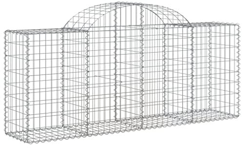 Parterre surélevé en Gabion arqué, jardinière en Cage à Pierre, Lit Surélevé à Gabion, Parterre de Fleurs Jardin Terrasse Extérieur Jardinière Panier à Pierres, 200x50x80/100 cm Fer galvanisé