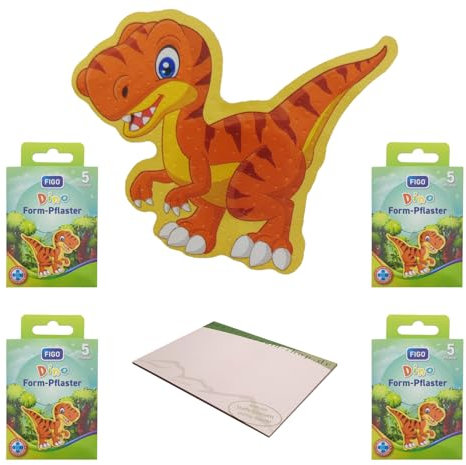varivendo Bloc-notes + 20 pansements mignons Figo pour enfants - Multicolore (dinosaure)