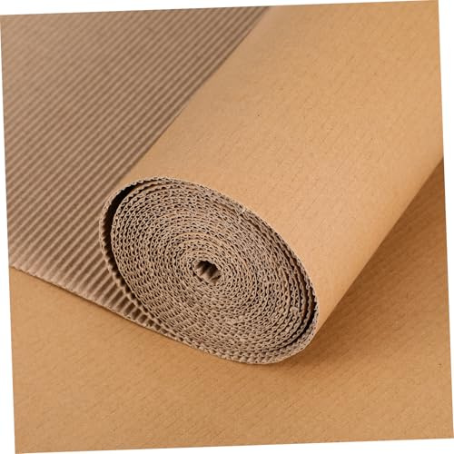 VILLCASE Rouleau de Cartonnage en Papier Kraft Ondulé Beige, Construction Robuste pour Usage Polyvalent, pour Emballage et Bricolage