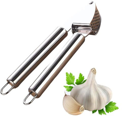 Presse-Ail Inox Professionnel de Cuisine avec Ouverture et Fermeture Flexibles à 270° - Eplucheur Ecrase Ail