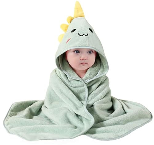 HAGOT Kapuzenhandtuch für Babys, 80x80 cm, Baby Bath Towel, Babybadetuch aus Korallenvliesfür, Babys Neugeborene, Grün