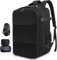 KINGSLONG Vakuum Reise Damen Rucksack: Handgepäck Flugzeug Reiserucksack 17.3 Zoll Laptop Bag Wasserdicht Backpack 33L Groß Tasche mit Pumpe Kabinenrucksack Business Travel Outdoor Herren Schwarz