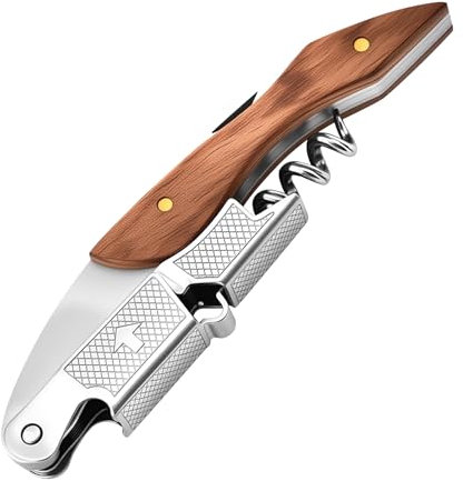 Couteaux de sommelier, Ouvre Bouteille en Acier Inoxydable et en Bois de Séquoia, adapté à la bière, aux cocktails et au vin, idéal pour les sommeliers