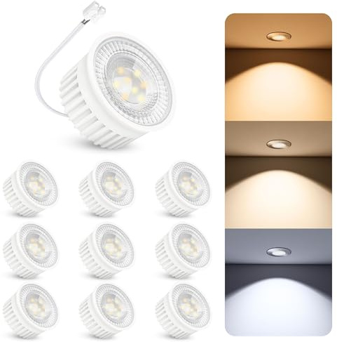 SSC-LUXon 10 x LED LumiFLEX glödlampa GU10 4 W – 3 ljusfärger varm neutral kall via strömbrytare – lampor set för lampor byggspotlights infälld strålkastare