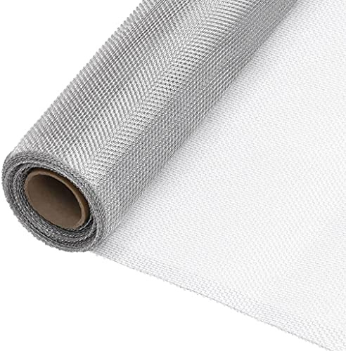 Aluminium Fly Screen Roll 112 x 2000 cm, Silver Insect Protection Net for Windows Doors, Robust Grid for Garden, Bird Cage, Chicken Coop